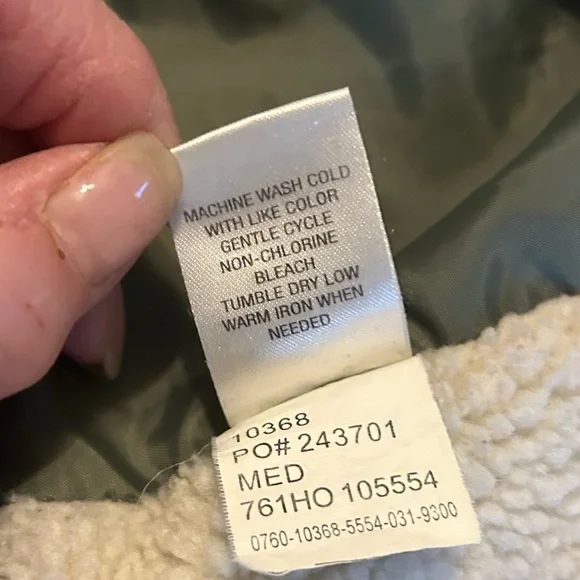 Kirra Field Jacket Womens Med Army Green Sherpa Fleece Lined Canvas Utility Moto - Picture 8 of 13